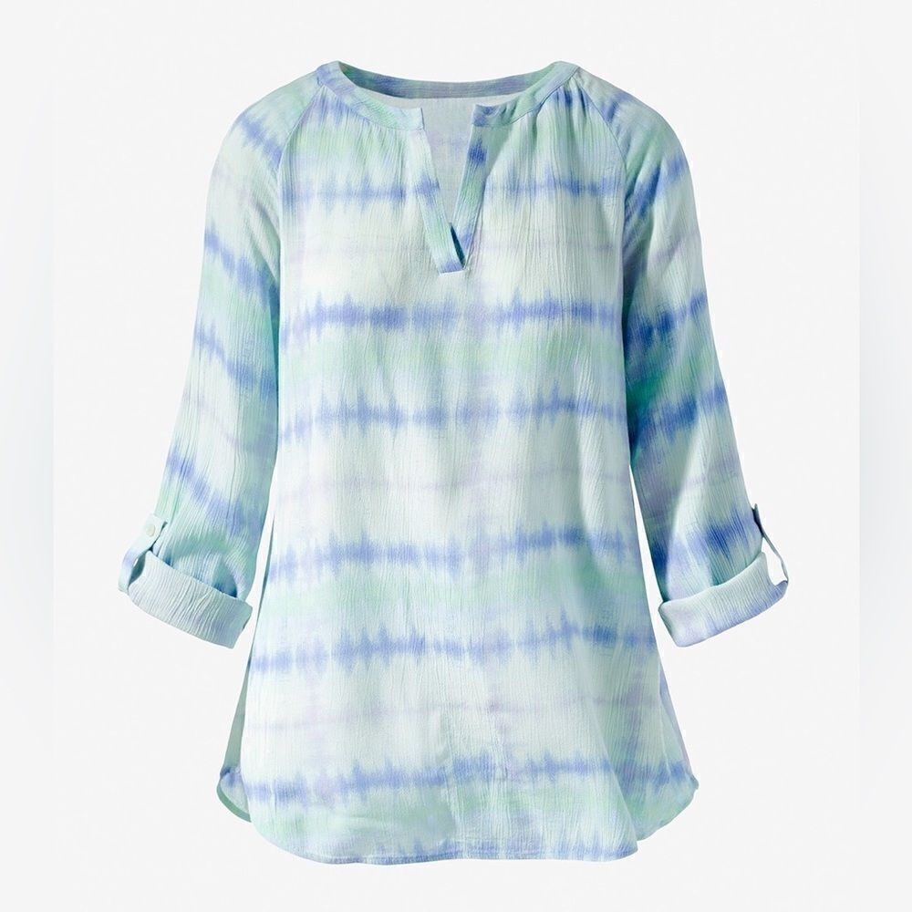 Chicos Multi Tie-Dye Crinkle Top